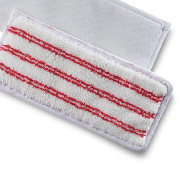 Handpad Microfaser,wei&szlig; mit Borstenstreifen rot