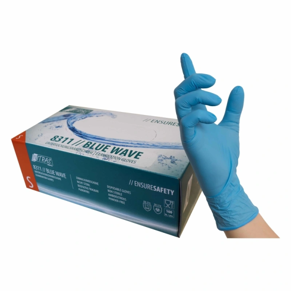 Einmalhandschuh Nitril NITRAS blue Wave - L